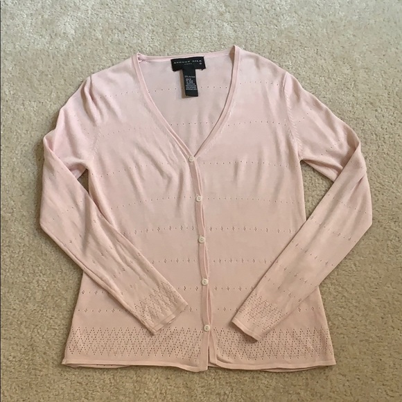 Vintage August Silk Knits Pale Pink Cardigan SZ M - Picture 10 of 11